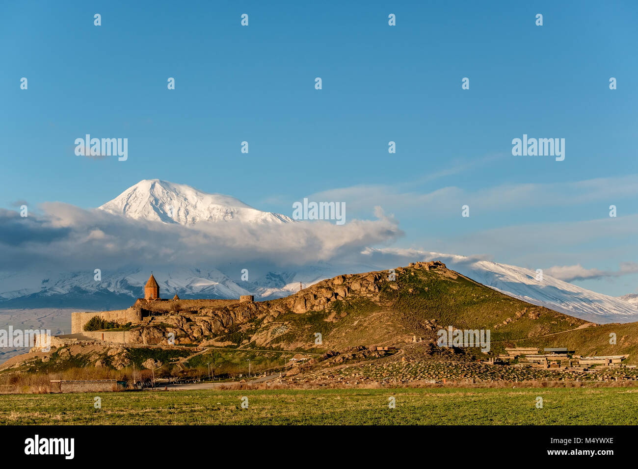 Ancient monastery in front of mountain Stock Photo - Alamy