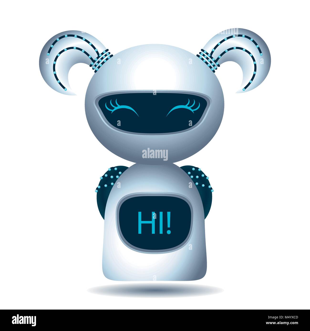 Vector realistic illustration of the white robot. Vector robot Stock
