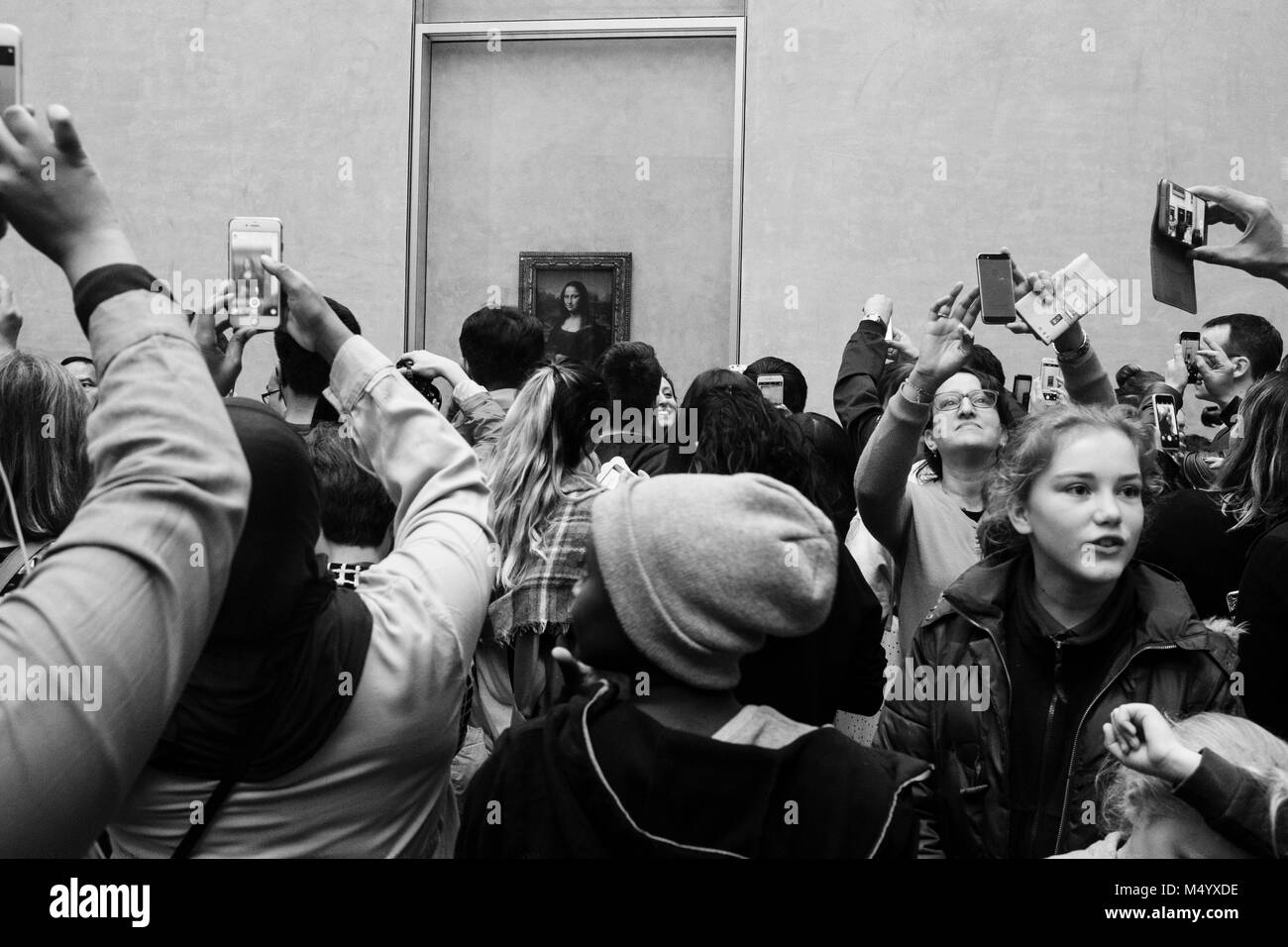 Crowds at Mona Lisa, Louvre, Paris, France Stock Photo