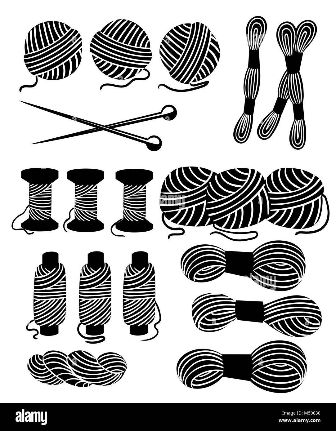 Knitting Needles Wool Black And White Stock Photos Images