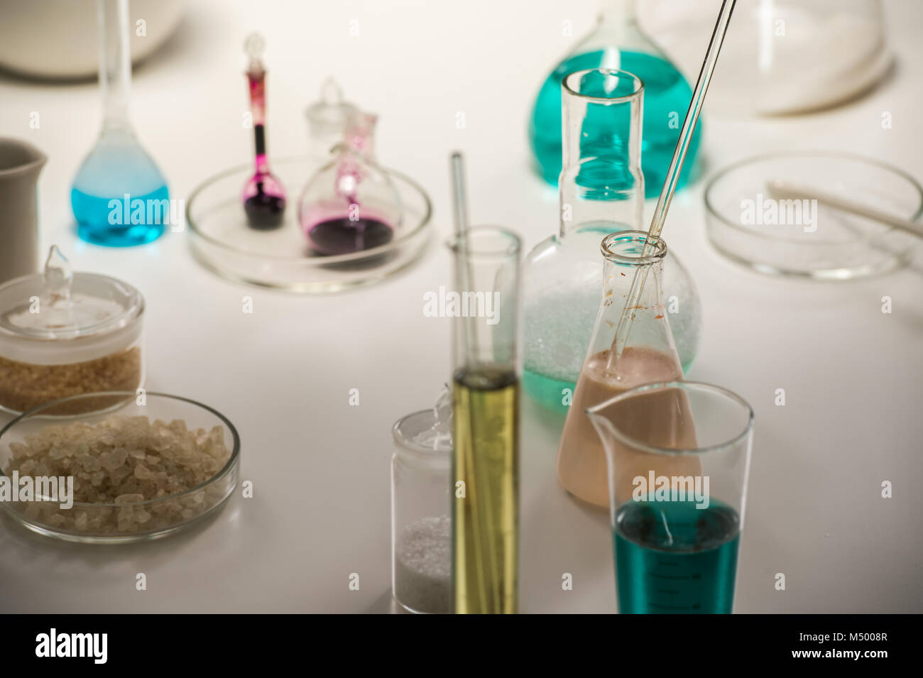 Laboratory glassware with liquid Stock Photo Alamy