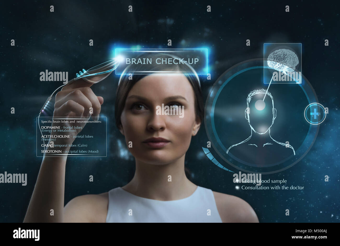 Female doctor doing checkup of human brain using futuristic computer technology Stock Photo Alamy