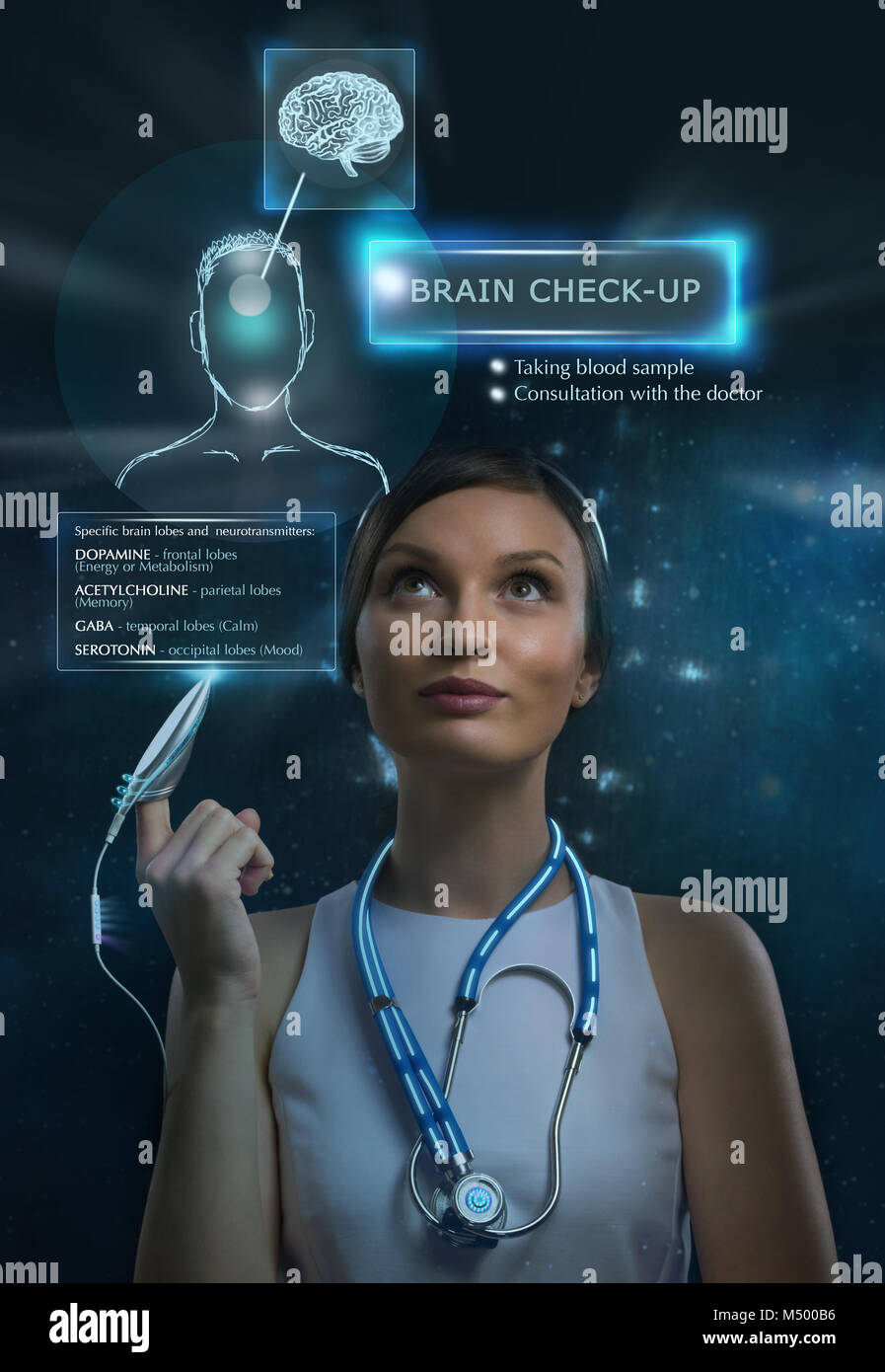 Female doctor doing checkup of human brain using futuristic computer technology Stock Photo Alamy