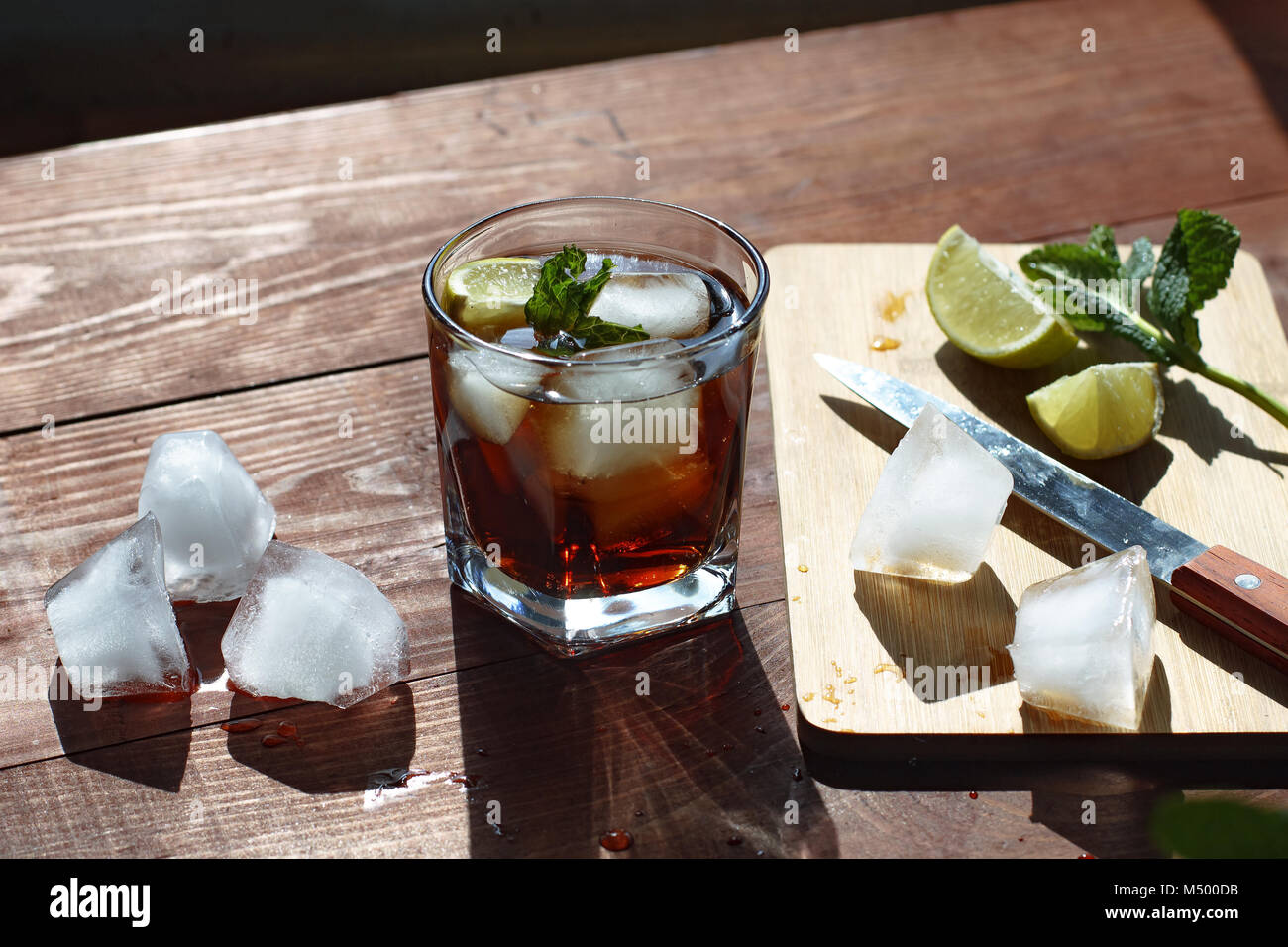 Rum with ice. Cocktail, whiskey Stock Photo Alamy