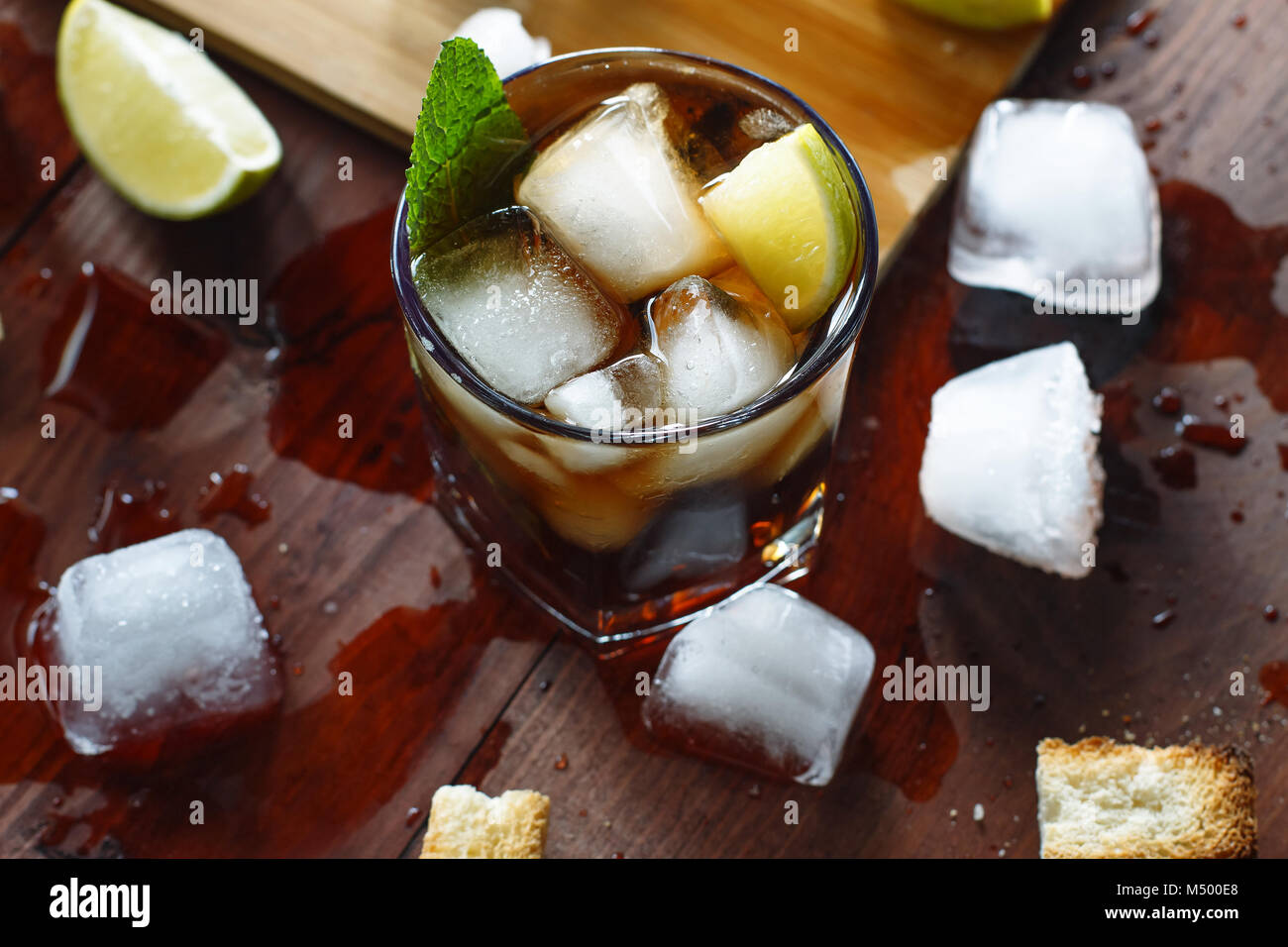 Rum with ice. Cocktail, whiskey Stock Photo Alamy