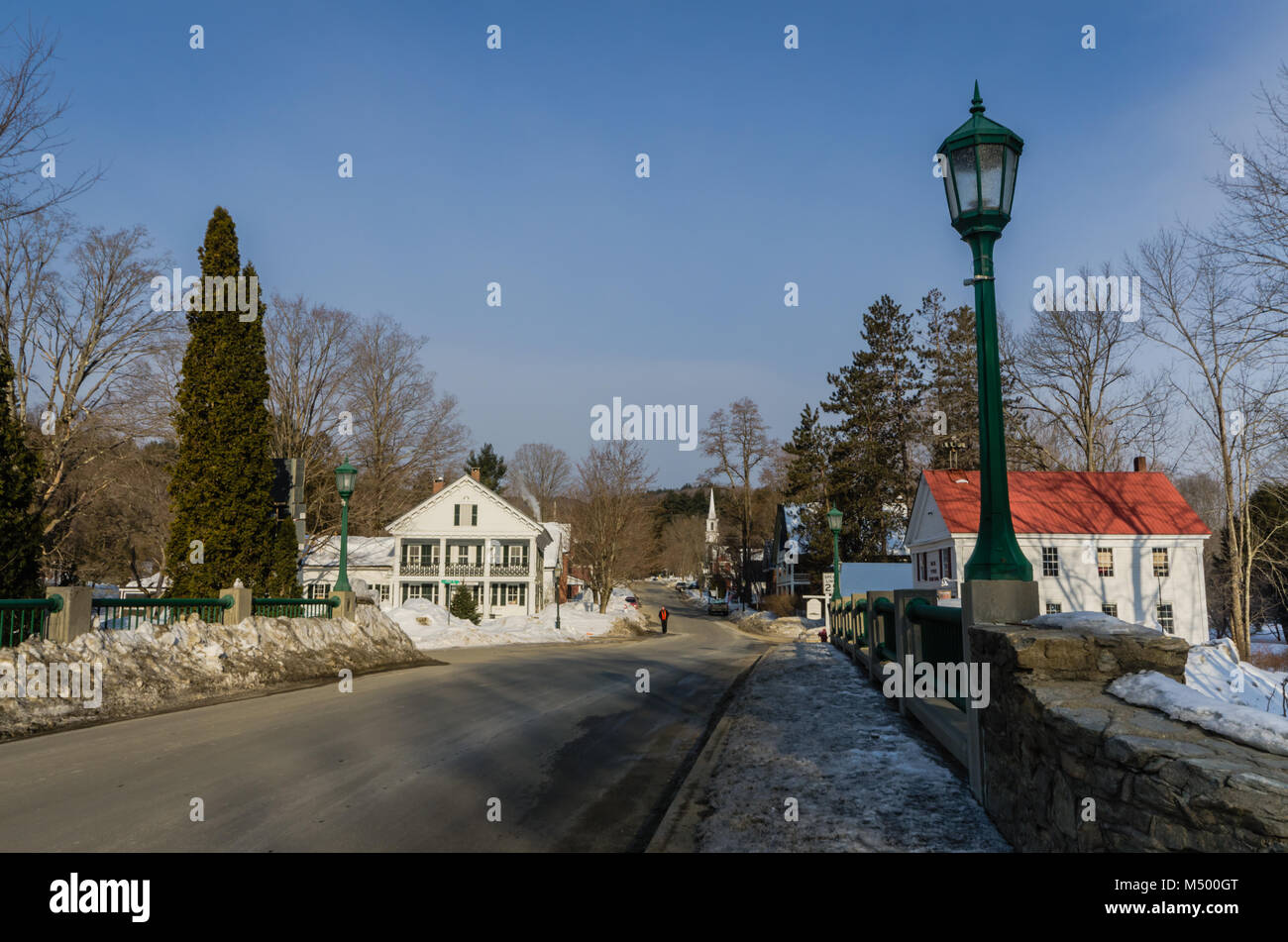Set in rural Vermont, the town was founded as Thomlinson, but renaming rights were auctioned in 1791. The high bidder, who reportedly offered 'five do Stock Photo