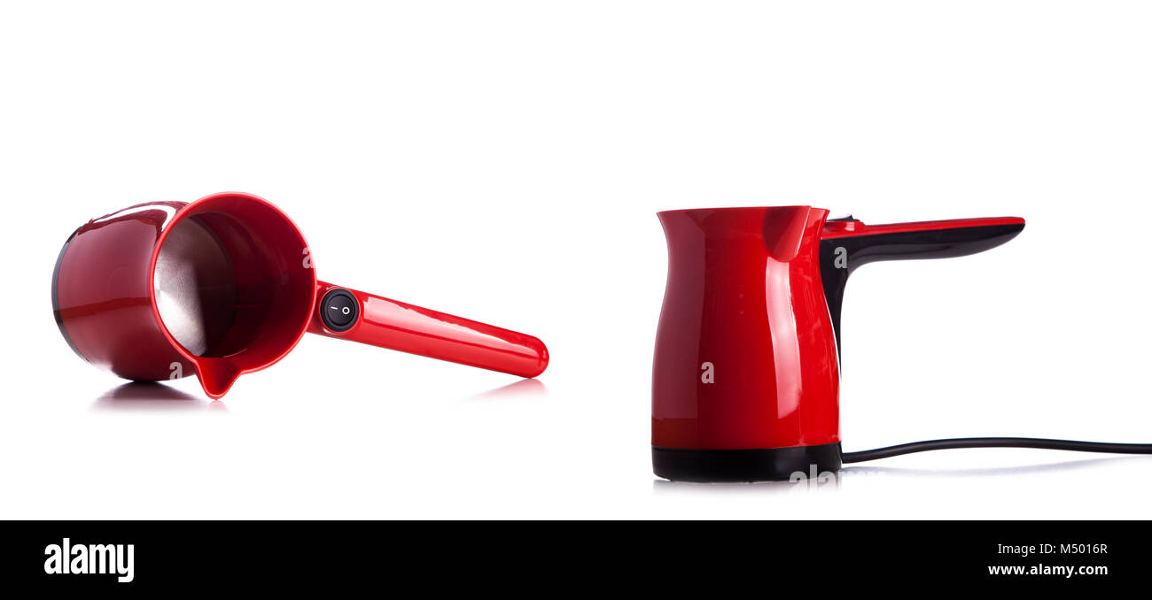 electric kettle isolated on white,Electric red and black turkish coffee