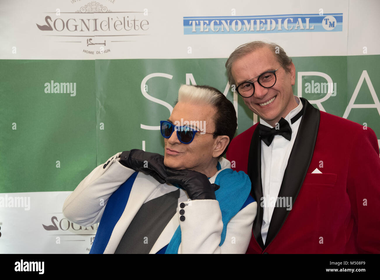 Naples, Cristiano Malgioglio at the inauguration of the Luxury beauty center with Silvio Smeraglia, Ornella Muti, Cristiano Malgioglio, Aida Yespica, Luca Onestini, Maurizio Mattioli, Andrea Roncato, Emilio Fede. 16/02/2018, Naples, Italy Stock Photo