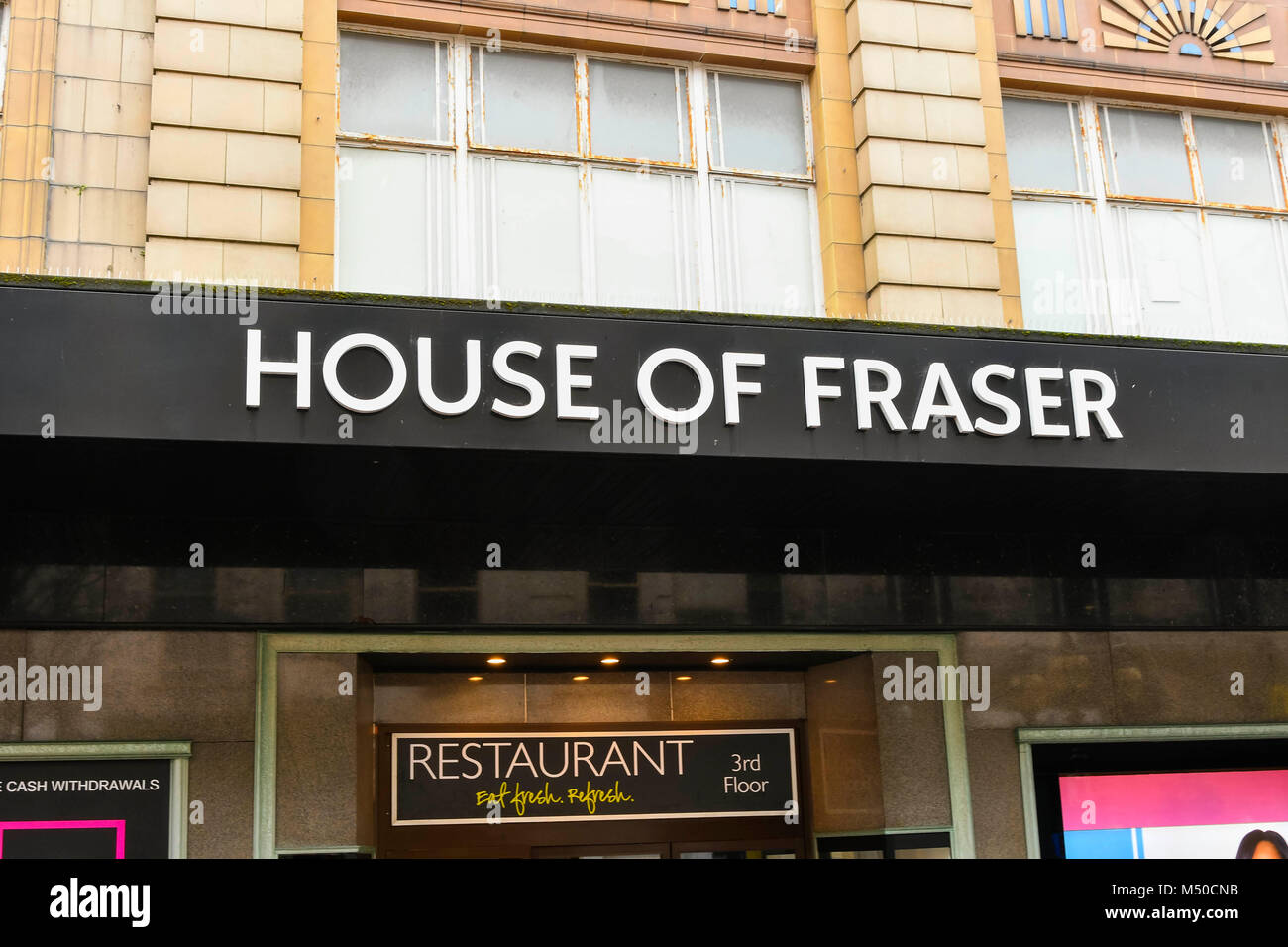 Bournemouth, Dorset, UK.  19th February 2018.  House of Fraser on Old Christchurch Road, Bournemouth.  Picture Credit: Graham Hunt/Alamy Live News. Stock Photo