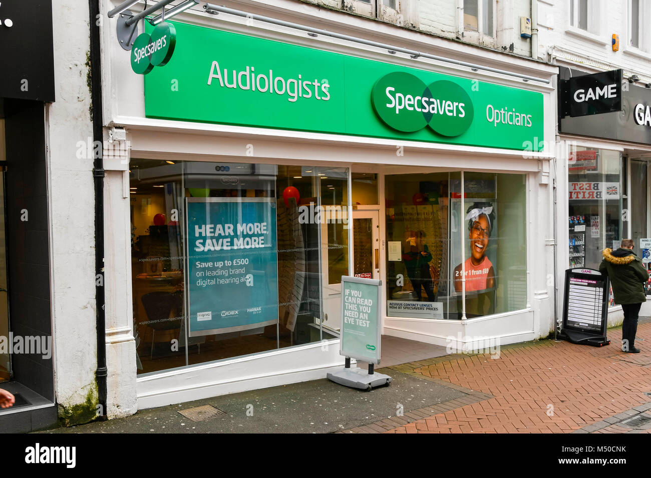Bournemouth, Dorset, UK.  19th February 2018.  Specsavers on Old Christchurch Road, Bournemouth.  Picture Credit: Graham Hunt/Alamy Live News. Stock Photo