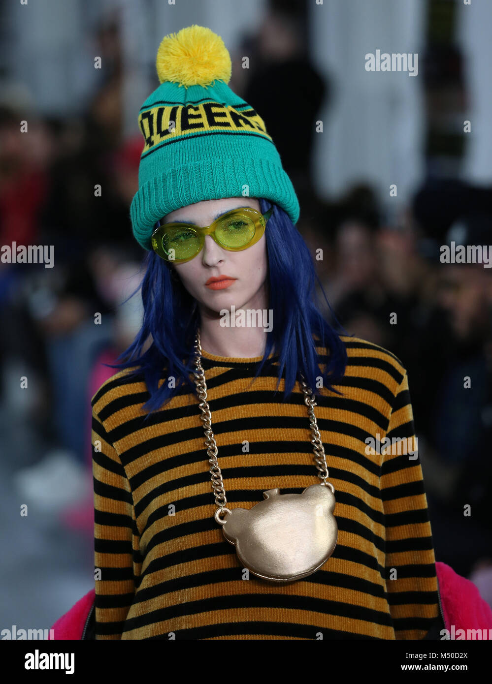 London, UK. 19th Feb, 2018. A model walk the runway at the Nicopanda