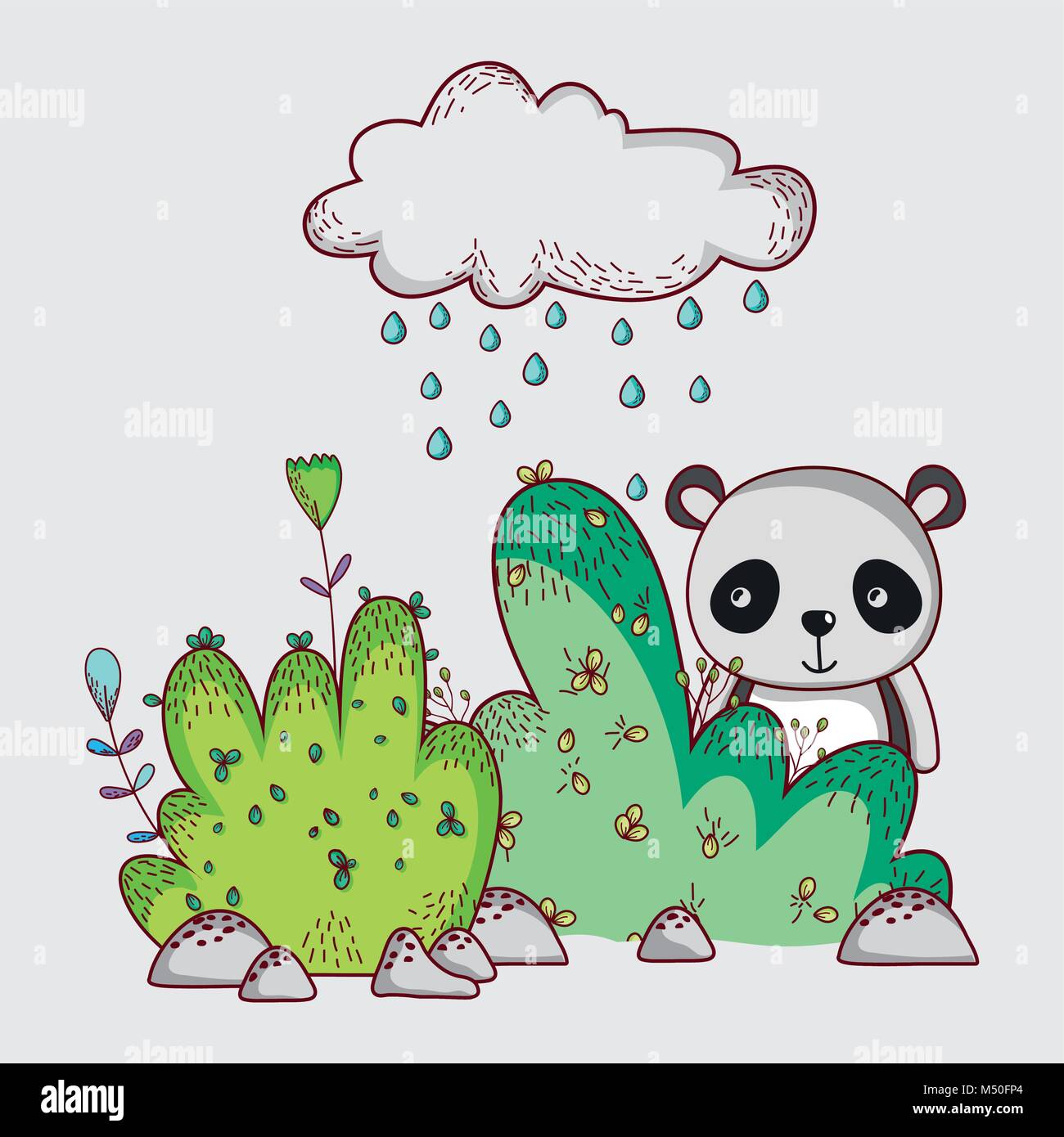 Cute panda bear in forest Stock Vector Image & Art - Alamy