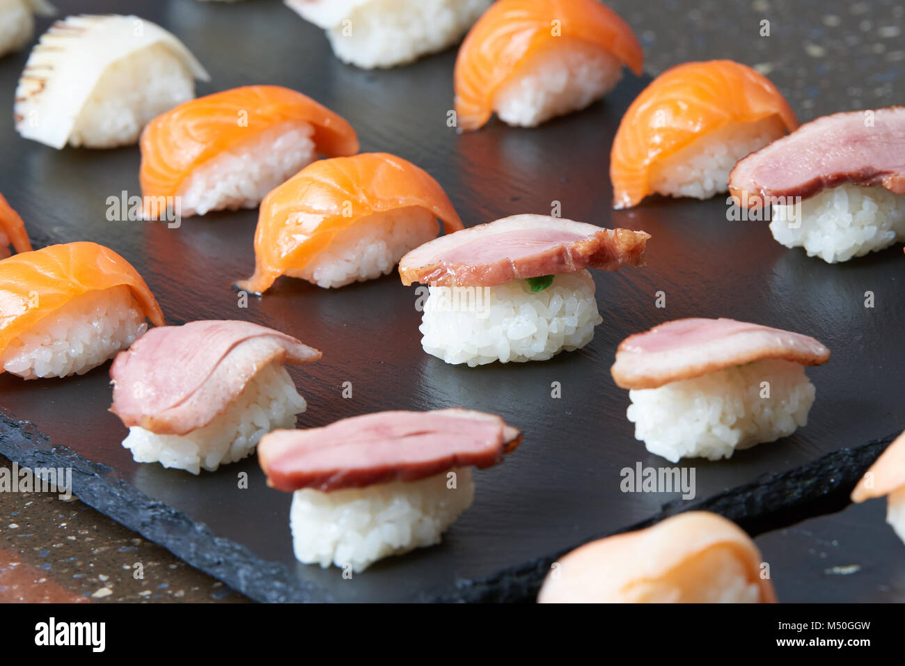 Various sushi, Nigiri Sushi set Stock Photo