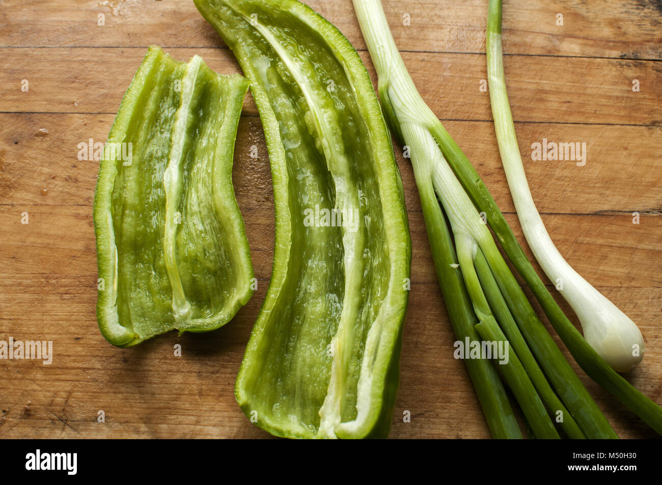 Fresh pepper and onion Stock Photo