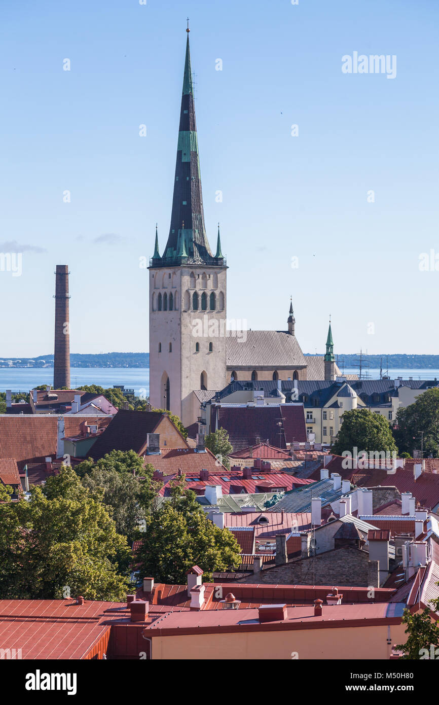 The St. Olaf Church built in the 12th century in Tallinn, Estonia Stock Photo