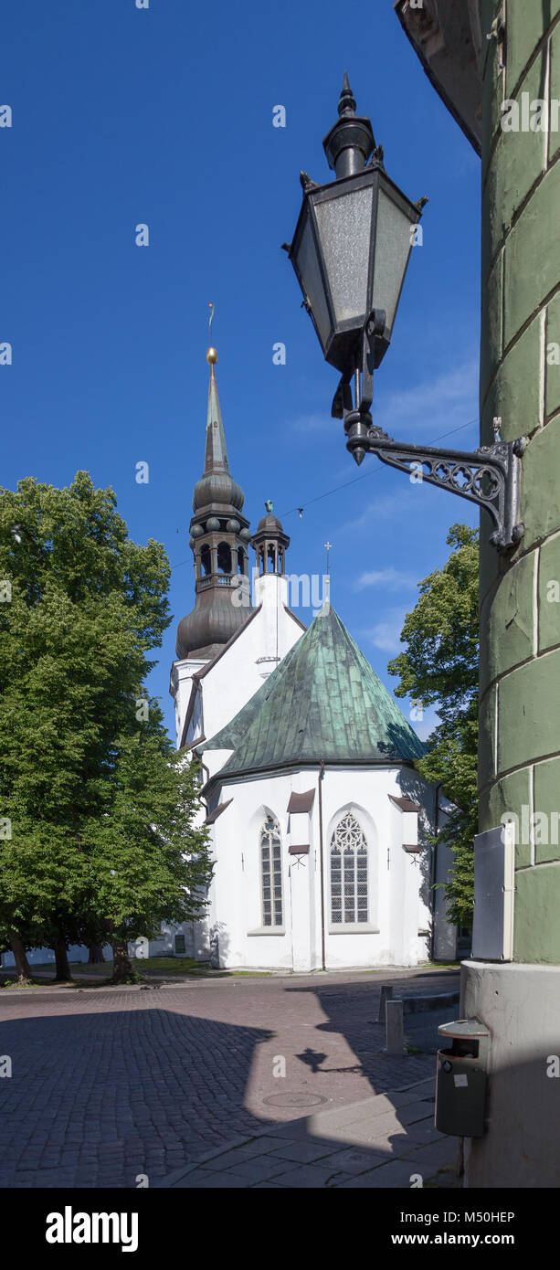 Bell tower of Saint Mary Cathedral is a church built 14th century, located on Toompea Hill in Tallinn, Estonia Stock Photo