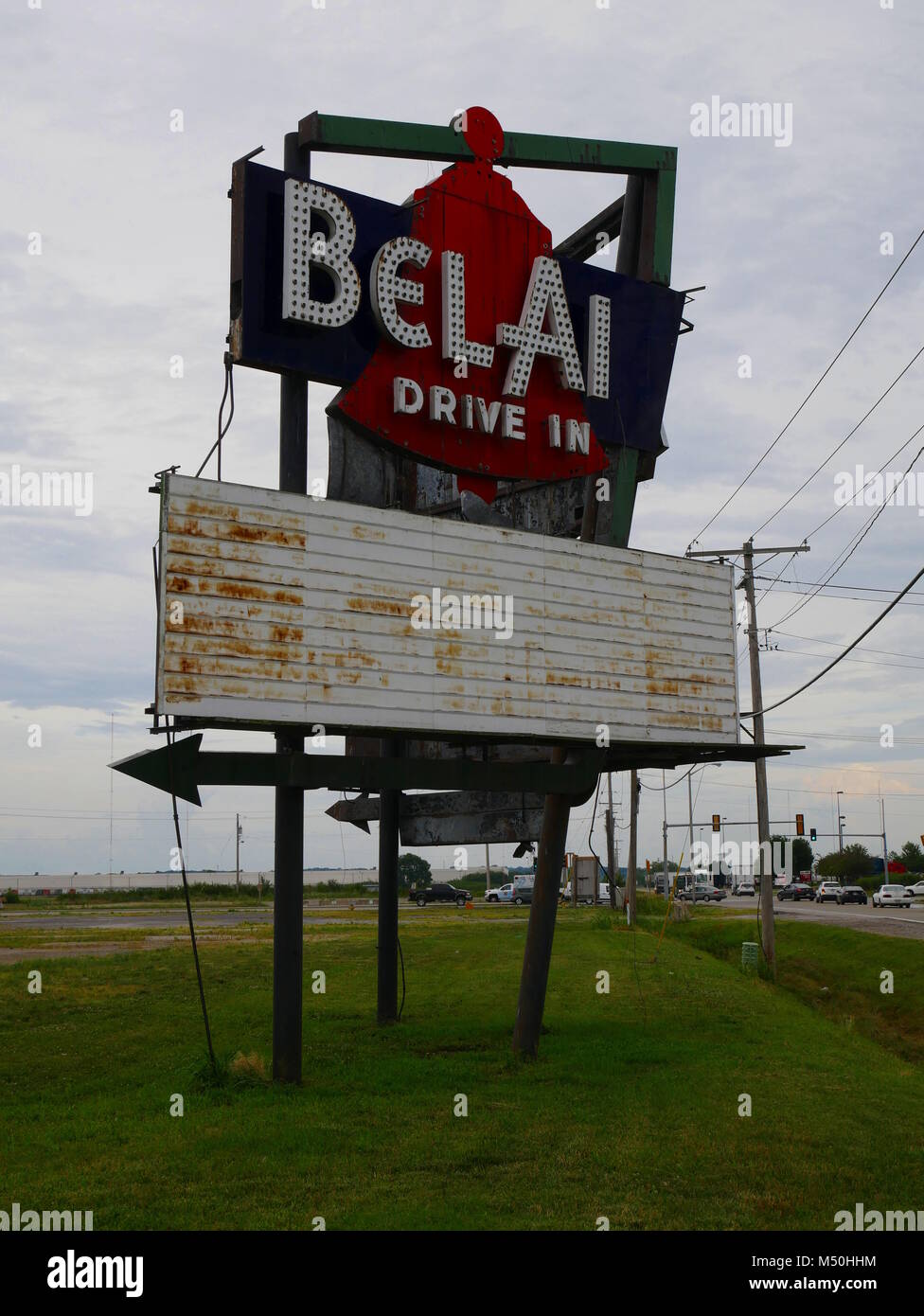 Former Bel-Air Drive In Theatre,Mitchell,Illinois Stock Photo