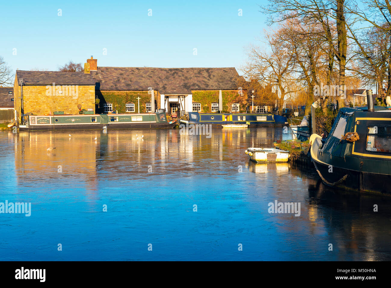 Tithebarn Basin on the Lancaster Canal at Garstang, Lancashire Stock