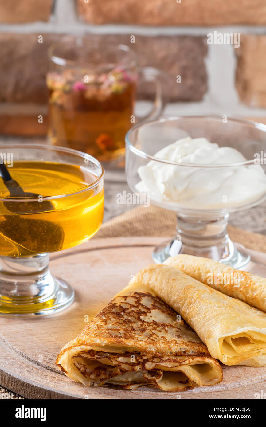 Lace pancakes with cream Lace pancakes with cream