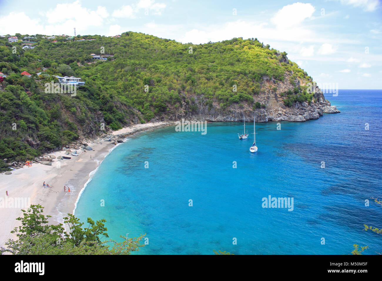 Blue water and beach in St. Barts Stock Photo