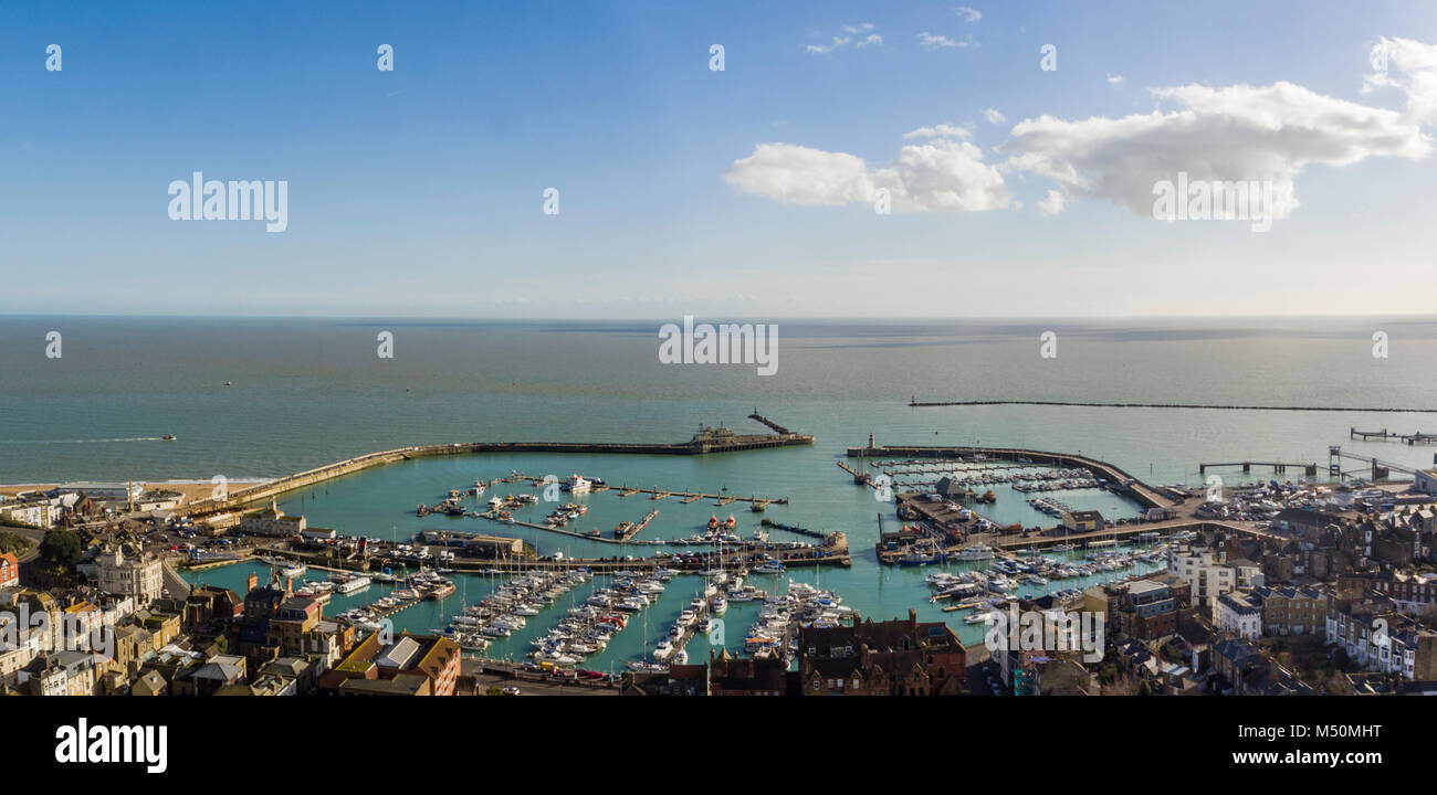 Aerial view of Ramsgate town looking towards the Marina Stock Photo