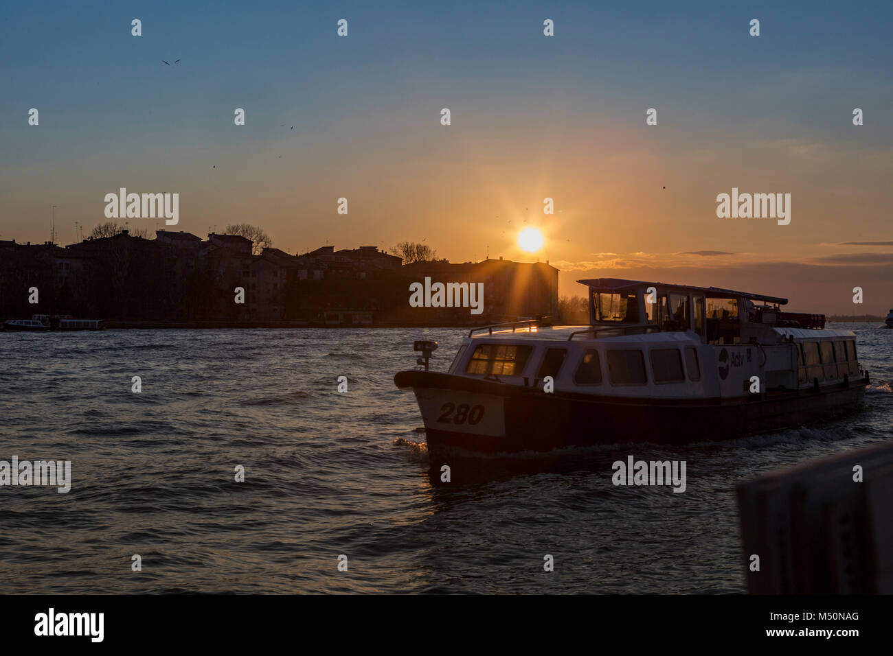 Sunset over the Venice lagoon Stock Photo - Alamy