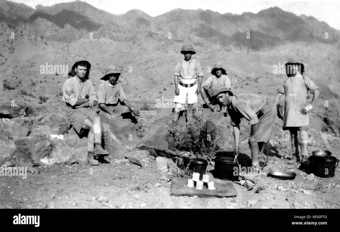 British Army Camp at Khargali Pakistan, circa 1919 during the third Afghan War Stock Photo