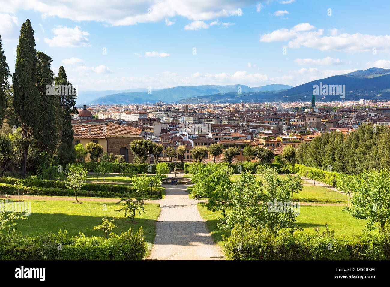 Boboli Gardens with view of the city Florence Stock Photo