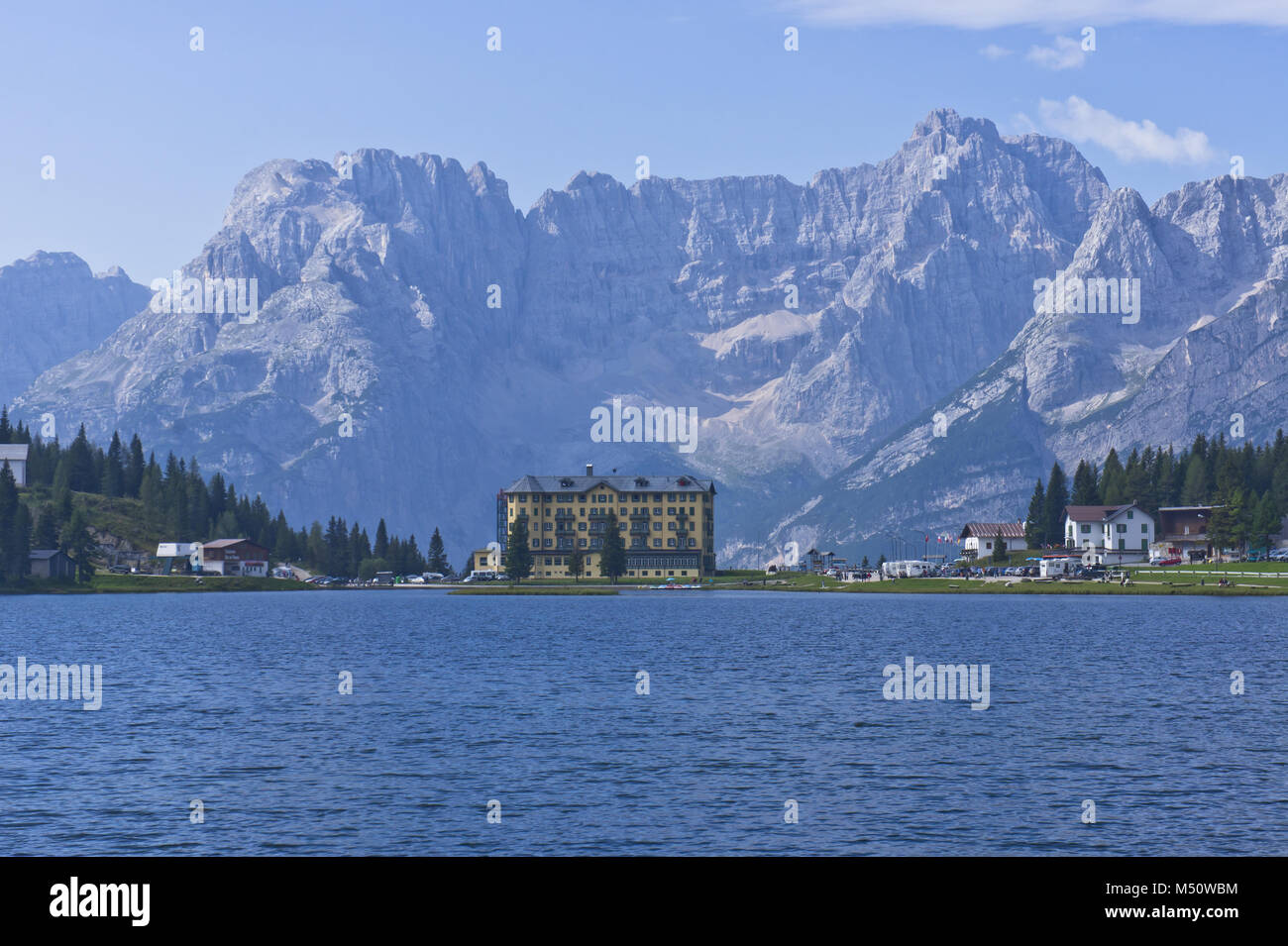 Lake Misurina, Alps, Italy Stock Photo