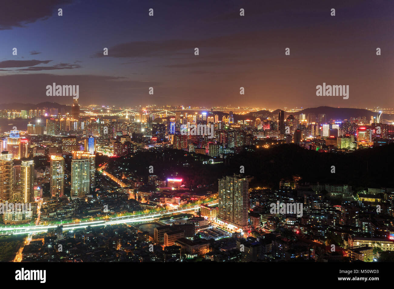 Xiamen ShaPoWei Night Scene Stock Photo - Alamy