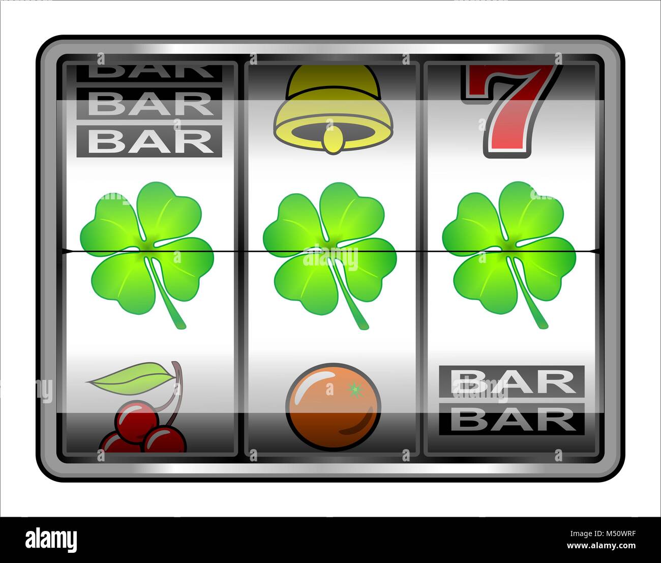 slot machine. gambling illustration. Clover, concept, luck Stock Photo