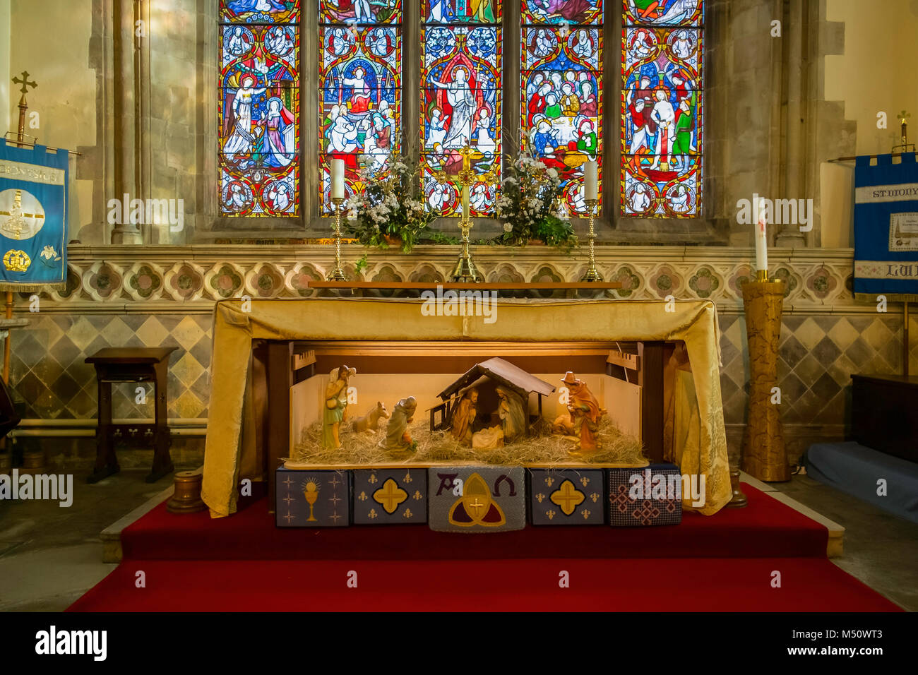 Nativity scene in a church Stock Photo Alamy