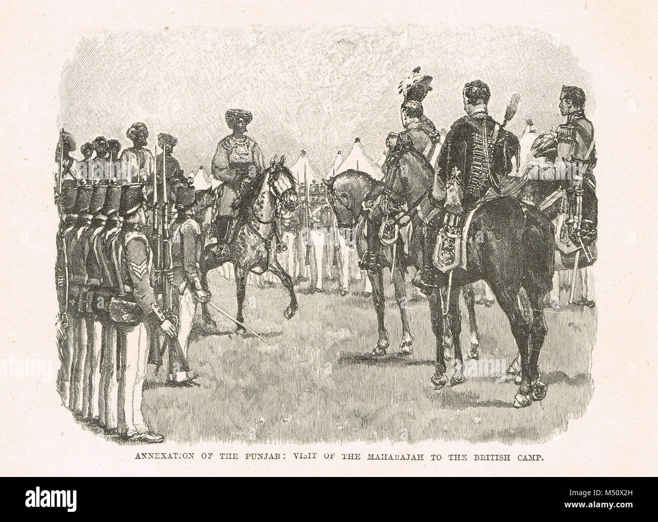 Annexation of the Punjab, India, 2 April 1849, Maharajah visiting British camp Stock Photo