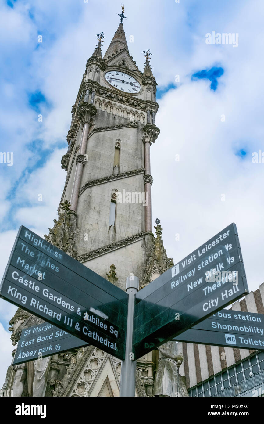 The clock tower in Leicester City Centre. Stock Photo
