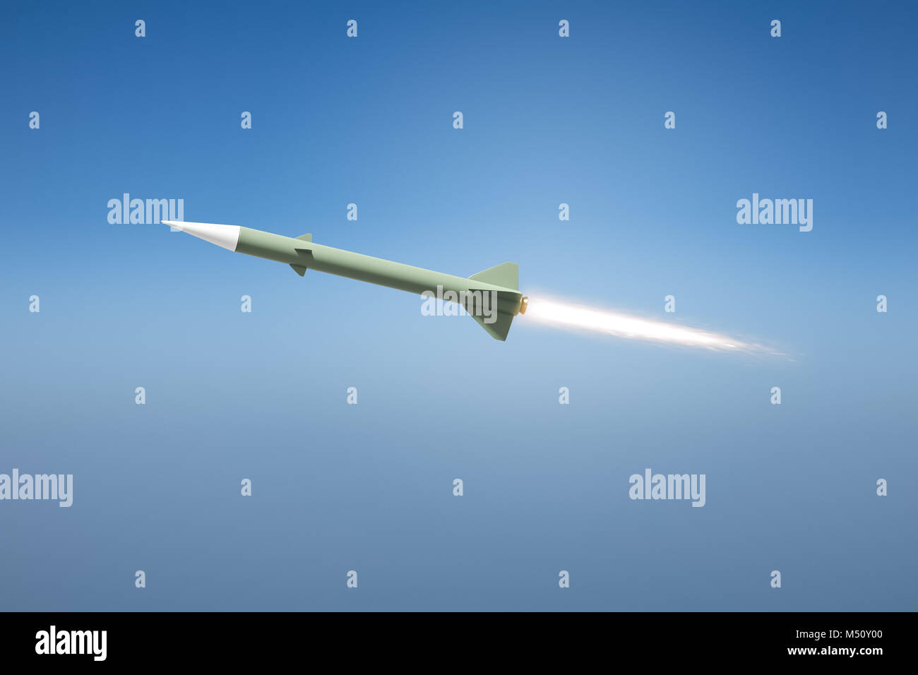 nuclear rocket bomb flying Stock Photo