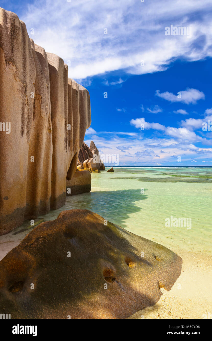 Famous beach Source d'Argent at Seychelles Stock Photo - Alamy