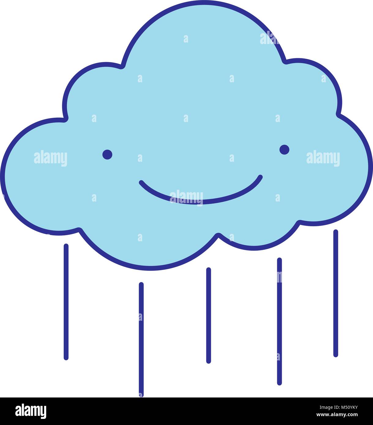 full color kawaii happy cloud raining weather Stock Vector Image & Art ...