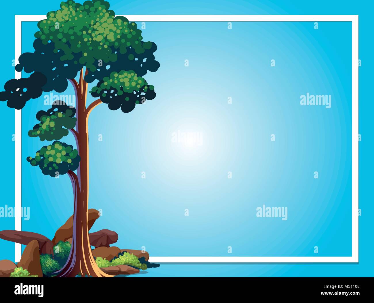 Frame template with green tree illustration Stock Vector