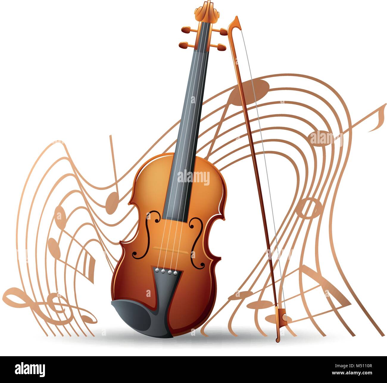 Violin with music notes in background illustration Stock Vector Image ...