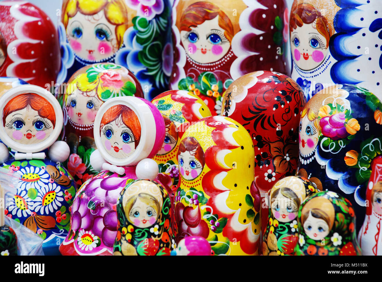 many traditional Russian matryoshka dolls Stock Photo Alamy
