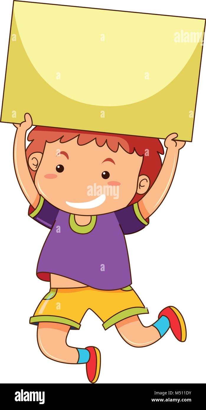 Happy boy holding blank card illustration Stock Vector Image & Art - Alamy