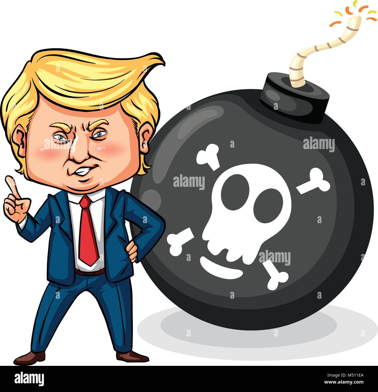US president Trump with bomb illustration Stock Vector