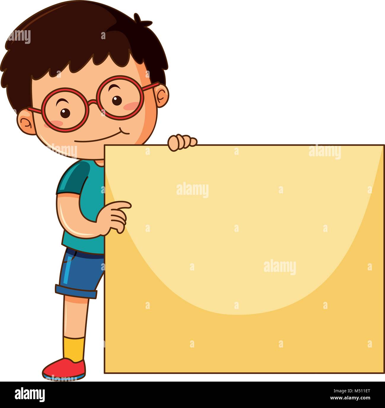 Little boy holding blank board illustration Stock Vector Image & Art ...
