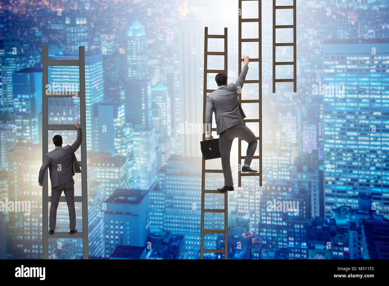 Businessman climbing career ladder in business concept Stock Photo - Alamy