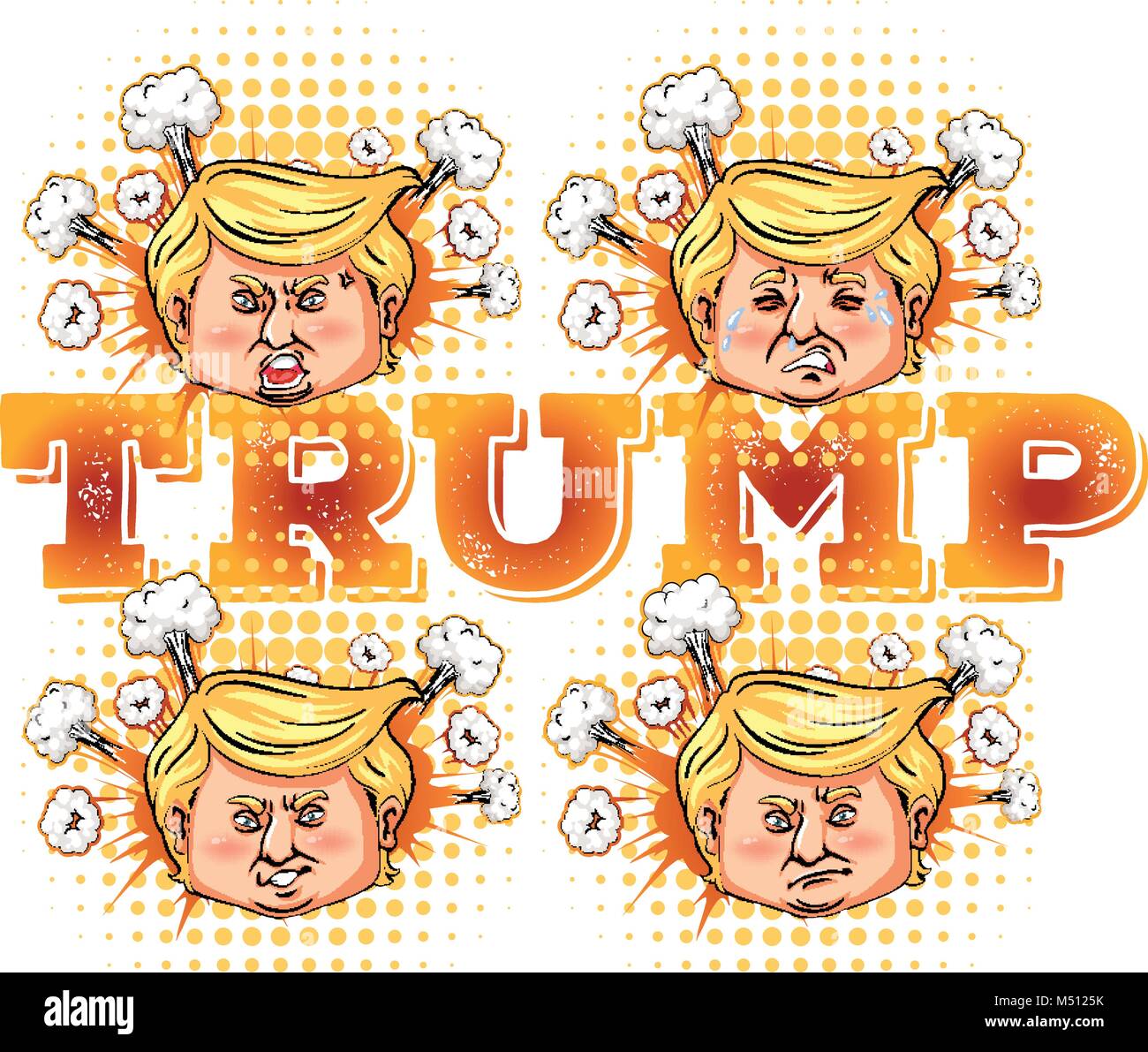 Character sketch of US president Trump illustration Stock Vector
