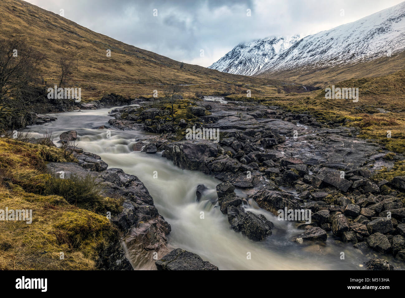 Glen Etive, Glencoe, waterfall, Highlands, Scotland, United Kingdom Stock Photo