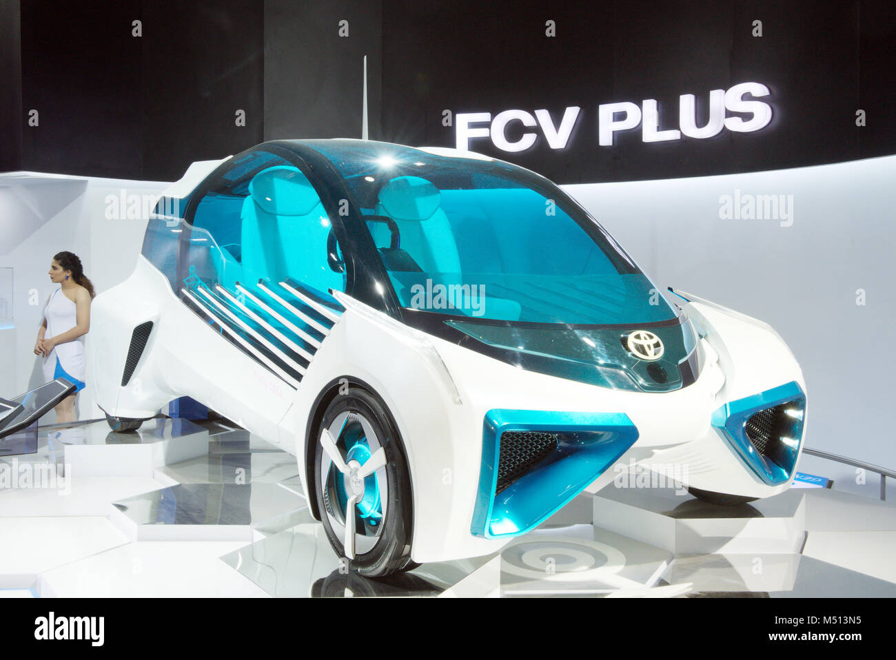 Greater Noida, India. 14th February 2018. Toyota FCV Plus car is on display at Auto Expo 2018 in Greater Noida, India. Stock Photo