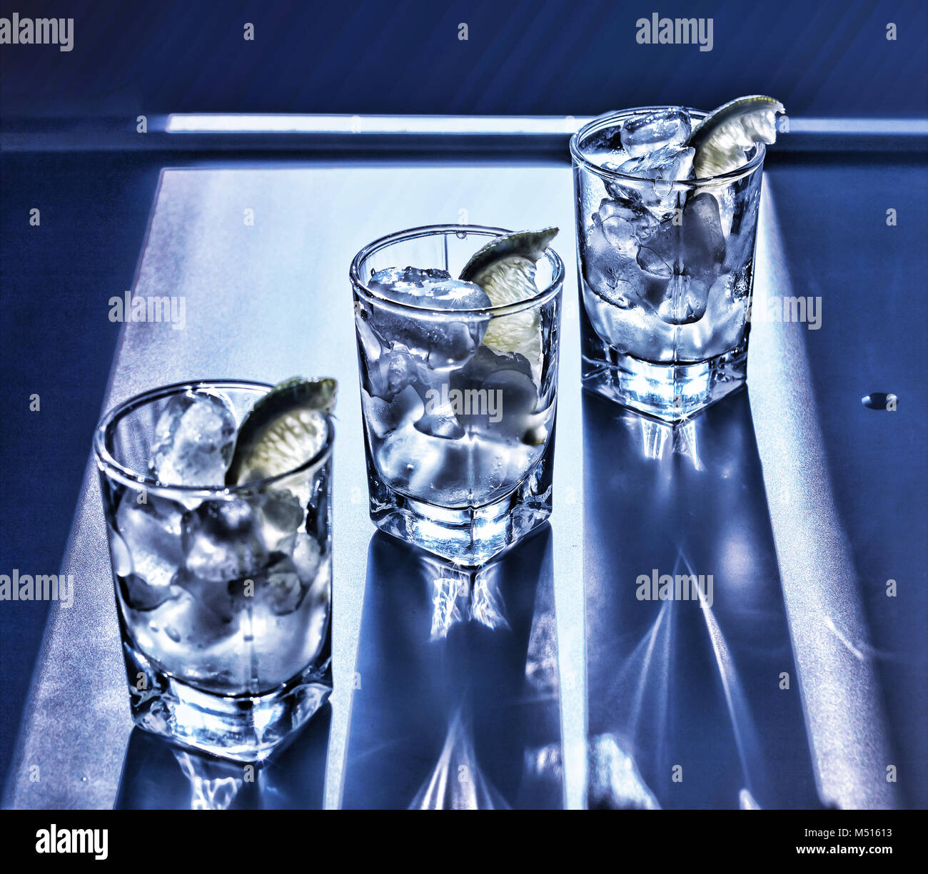 Vodka, tequila, gin. Alcoholic cocktail Stock Photo Alamy