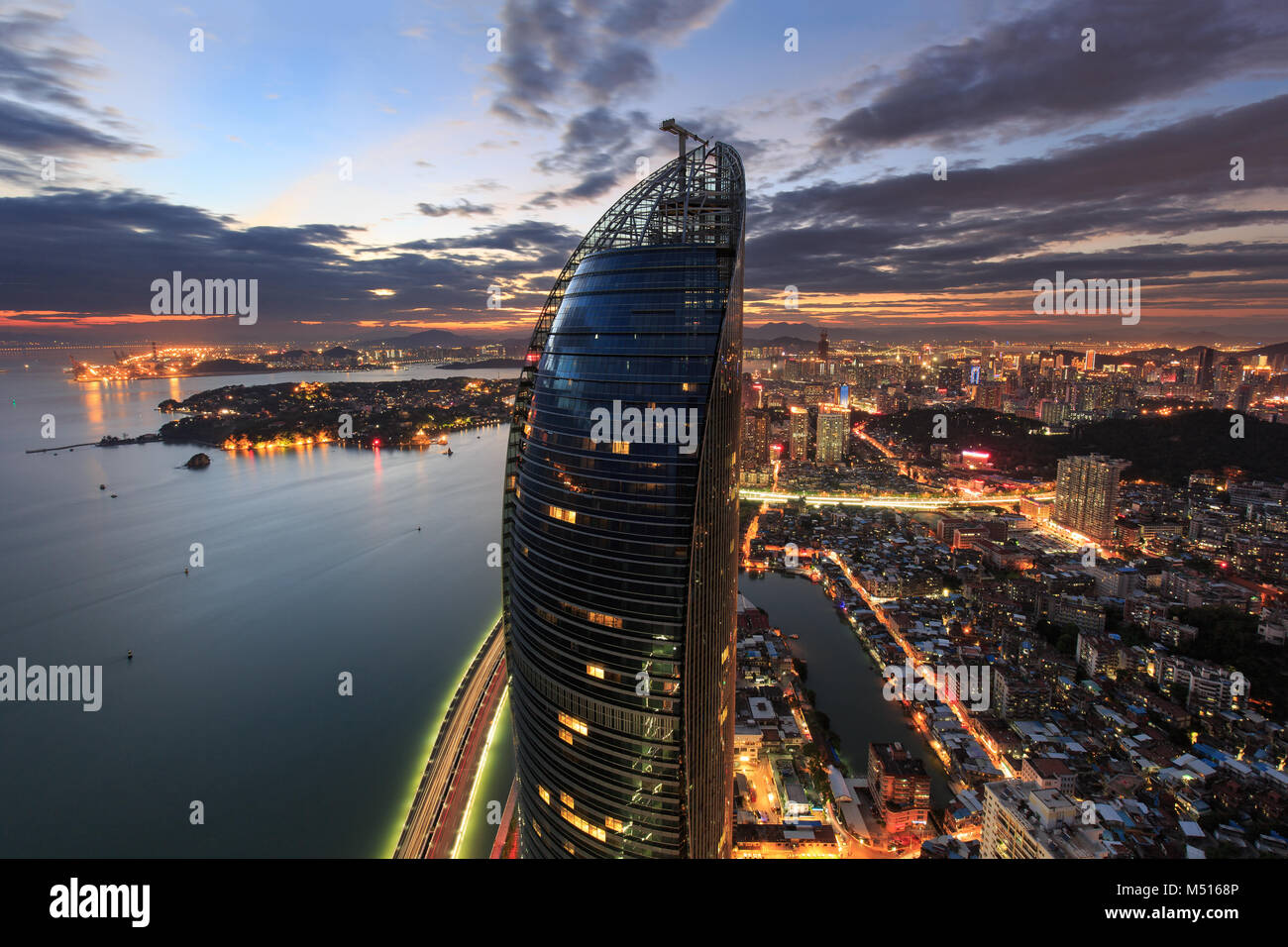 Xiamen Shimao Strait Building Petronas Twin Towers Scene Stock Photo