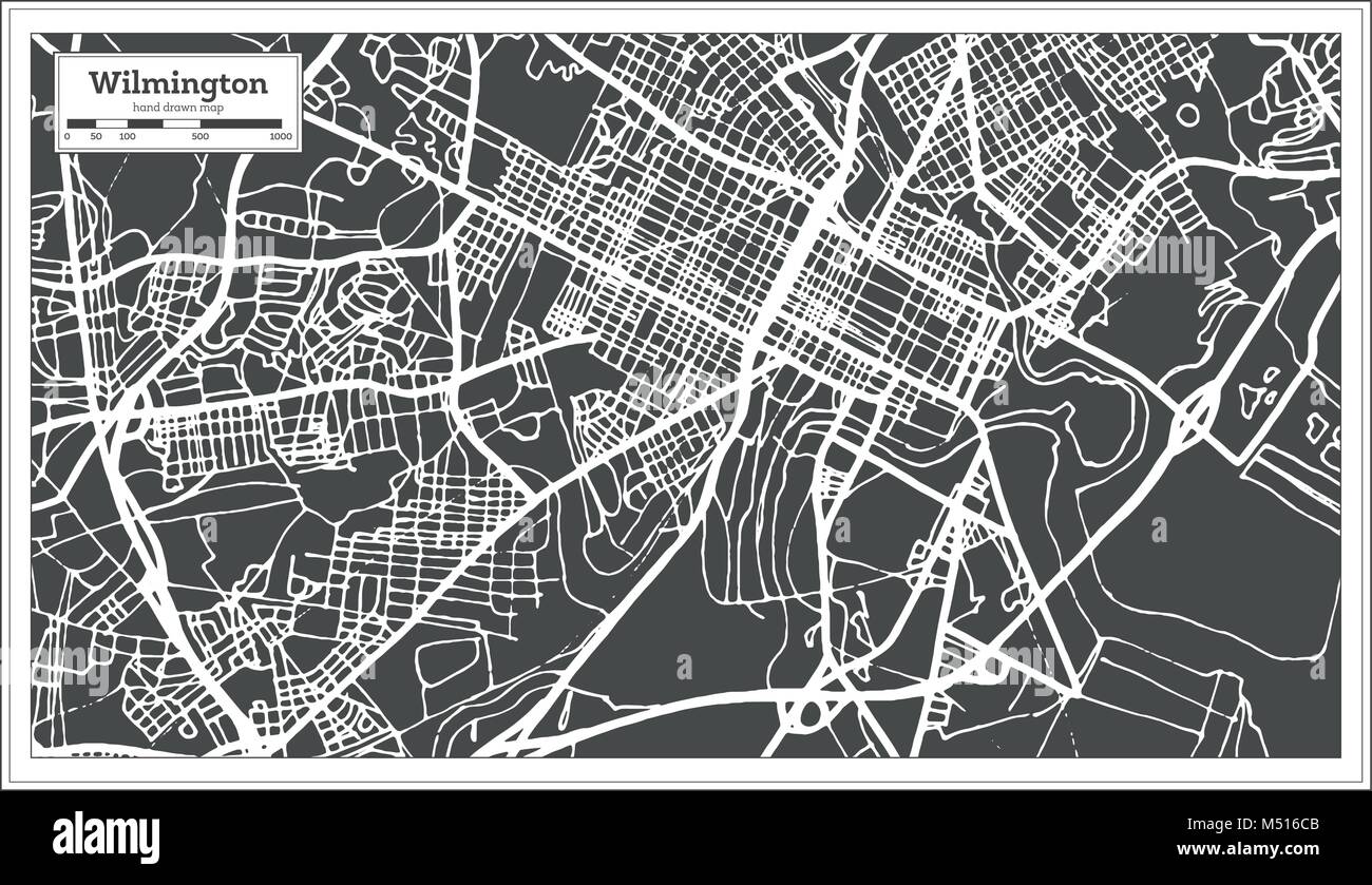 Wilmington USA City Map in Retro Style. Outline Map. Vector ...